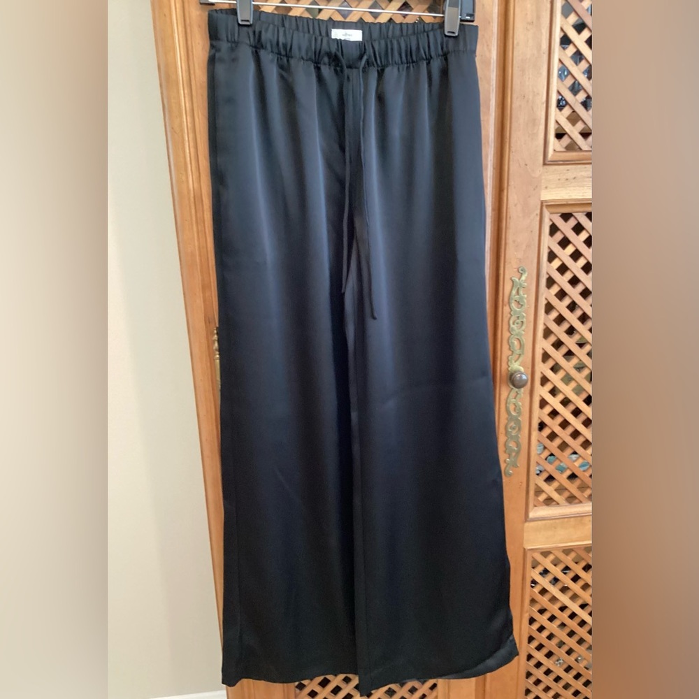 Aritzia Wilfred Black Drawstring Satin Pants